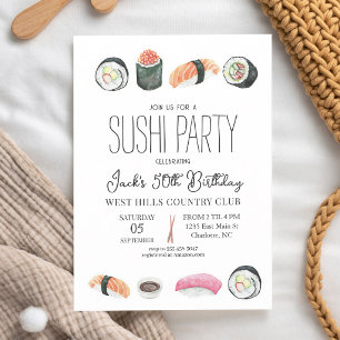 Invitación de celebración de cumpleaños de Sushi &