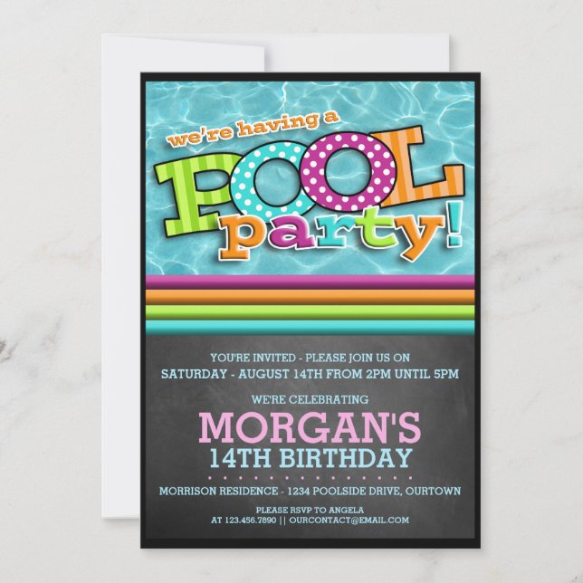 Invitación de Celebración de Fiesta en la Piscina (Anverso)
