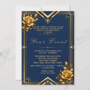 Invitación de Celebración de Gala de Lujo Azul Mar