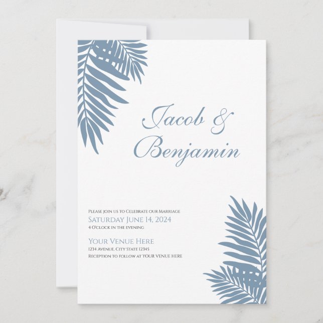 Invitación de Celebración de Hojas de Palma Azules (Anverso)