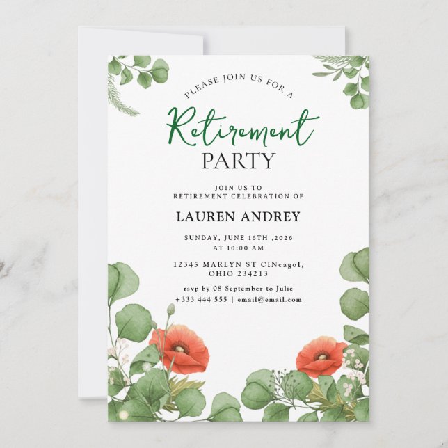 Invitación de Celebración de Jubilación Elegante (Anverso)