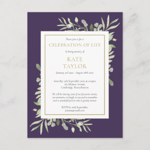 Invitación de Celebración de la Vida con Follaje P