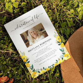 Invitación de Celebración de la Vida con Foto Flor