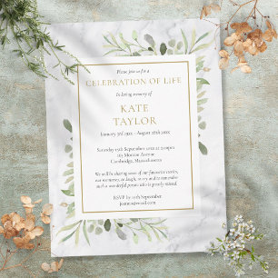 Invitación de Celebración de la Vida con Verde de