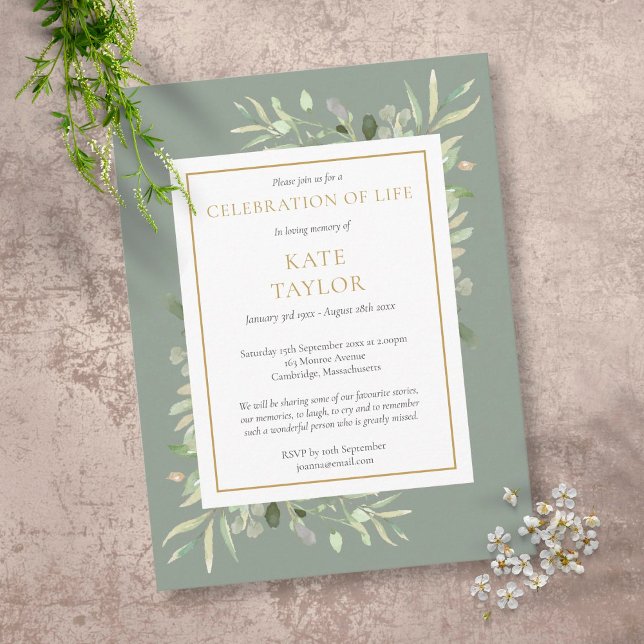 Invitación de Celebración de la Vida con Verde Sal (Subido por el creador)