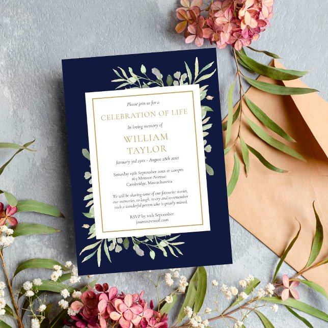 Invitación de Celebración de la Vida Verde Azul Ma (Subido por el creador)