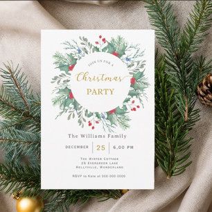 Invitación de Celebración de Navidad con Acuarela