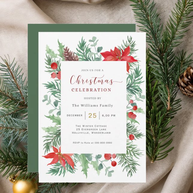 Invitación de Celebración de Navidad con Acuarela  (Subido por el creador)