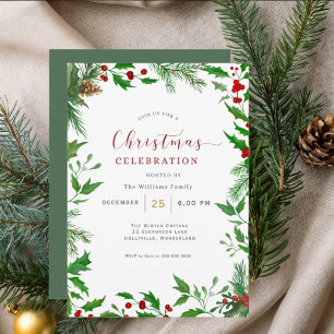 Invitación de Celebración de Navidad con Acuarela