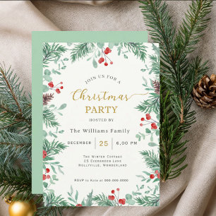 Invitación de Celebración de Navidad con Acuarela