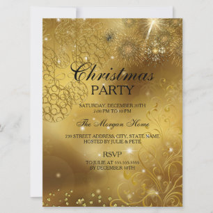 Invitación de celebración de Navidad con destellos