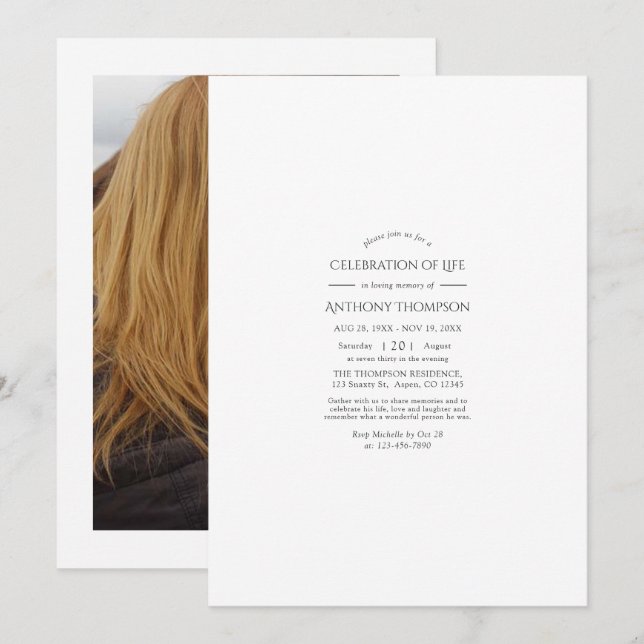 Invitación de Celebración de Vida (Anverso / Reverso)