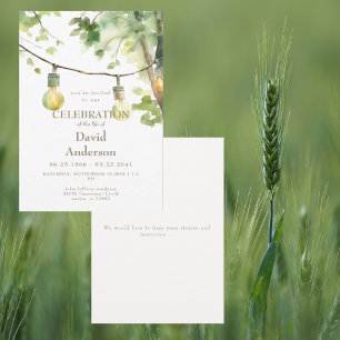Invitación de Celebración de Vida Árbol y Luces