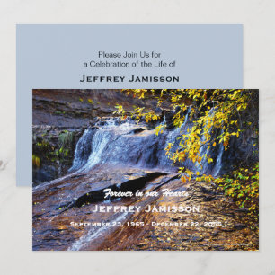 Invitación de Celebración de Vida Cascada de Otoño