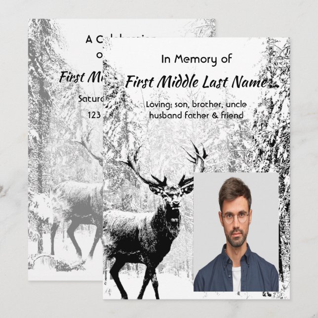 Invitación de Celebración de Vida Ciervo Macho Fau (Anverso / Reverso)