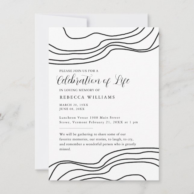 Invitación de Celebración de Vida con Texto Mínimo (Anverso)
