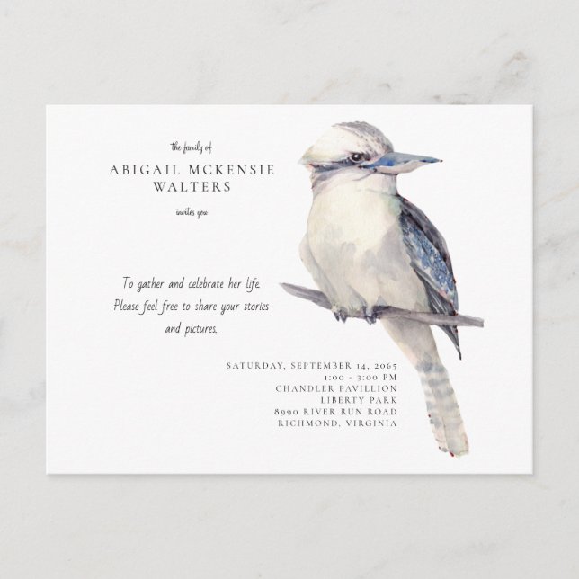 Invitación de Celebración de Vida de Ave Sencilla (Anverso)