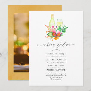 Invitación de celebración de vida de vino de playa
