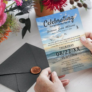 Invitación de Celebración de Vida en la Playa