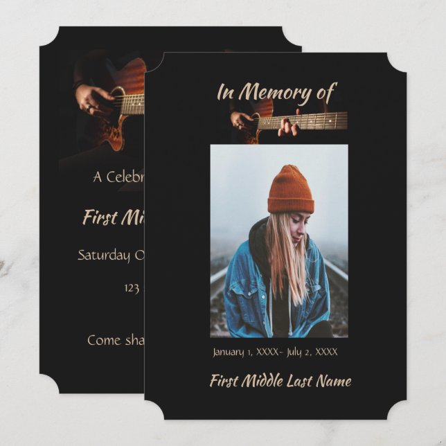 Invitación de Celebración de Vida en Memoria con M (Anverso / Reverso)