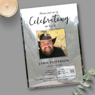 Invitación de celebración de vida, funeral con fot