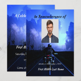 Invitación de Celebración de Vida Memorial en Moto
