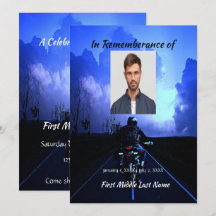 Invitación de Celebración de Vida Memorial en Moto