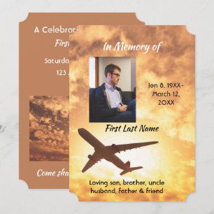 Invitación de Celebración de Vida Piloto de Avión
