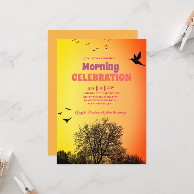 Invitación de Celebración del Amanecer Resplandor  (Anverso/Reverso In Situ)