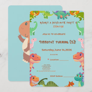 Invitación de Celebración Dino-Mite Bi Personali