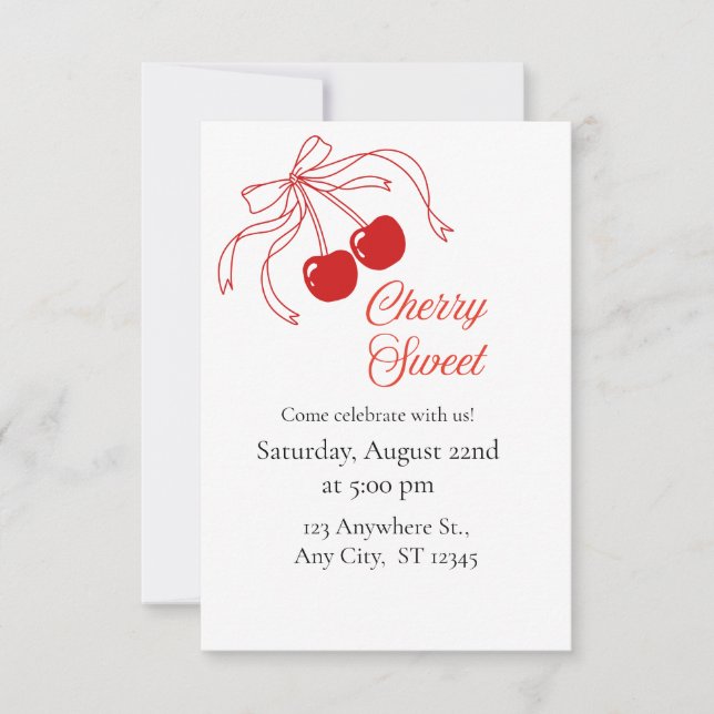 Invitación de Celebración Dulce de Cereza 🍒 (Anverso)