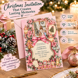 Invitación de Celebración Familiar de Navidad Vint