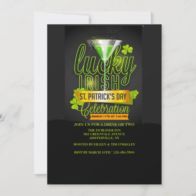 Invitación de celebración irlandesa afortunada (Anverso)