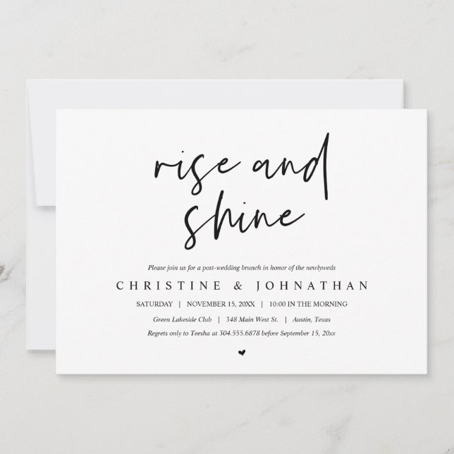 Invitación de celebración post boda Rise and Shine (Anverso)