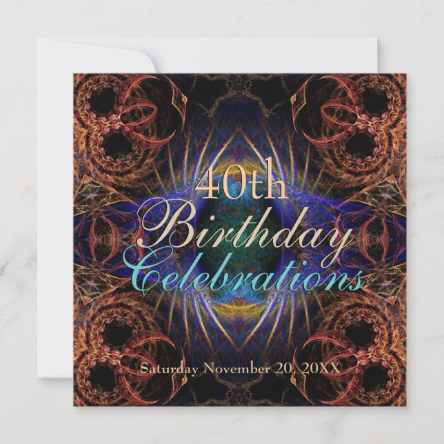 Invitación de Celebraciones de Cumpleaños Fractal (Anverso)