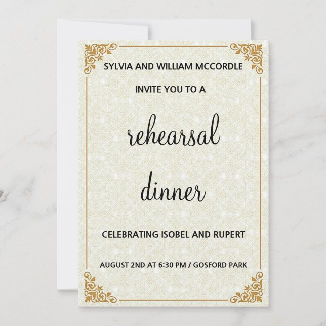 INVITACIÓN DE CENA CLÁSICA REHEARSAL FORMAL (Anverso)