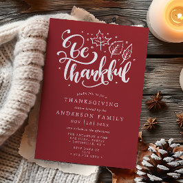Invitación de cena de Acción de Gracias Burgundy c