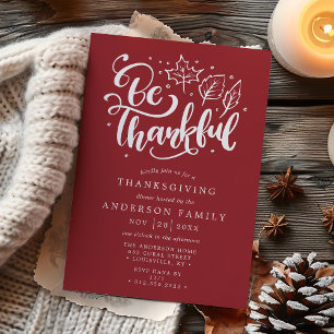 Invitación de cena de Acción de Gracias Burgundy c