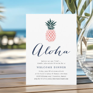 Invitación de cena de bienvenida de piña rosa Aloh