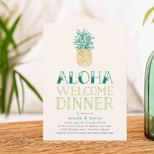 Invitación de cena de bienvenida Vintage Piña Aloh