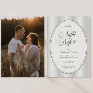 Invitación de cena de ensayo de bodas con rayas ve