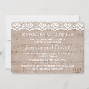 Invitación de cena de ensayo de hoja de música vin