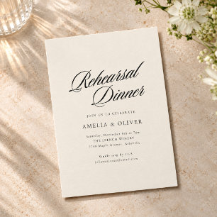 Invitación de Cena de Ensayo de Letra Caligráfica
