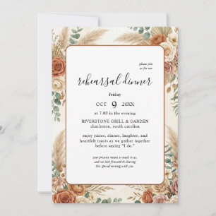 Invitación de cena de ensayo floral boho rústica