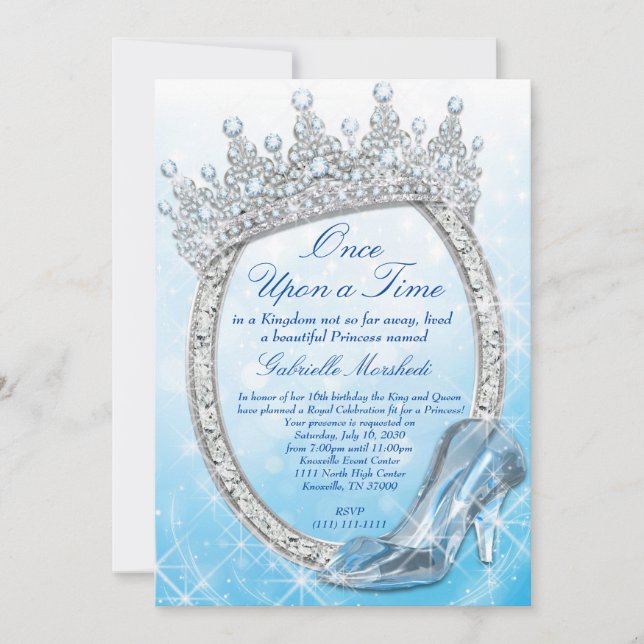 Invitación de Cenicienta, princesa Invitation (Anverso)
