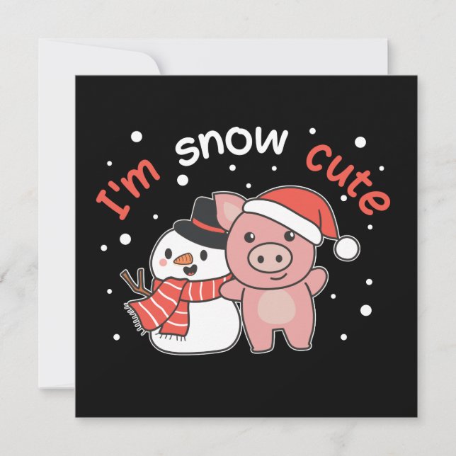 Invitación de cerdo lindo muñeco de nieve Puns de  (Anverso)