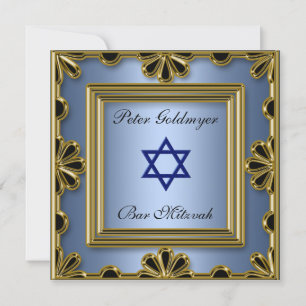 Invitación de ceremonia azul de Bar Mitzvah