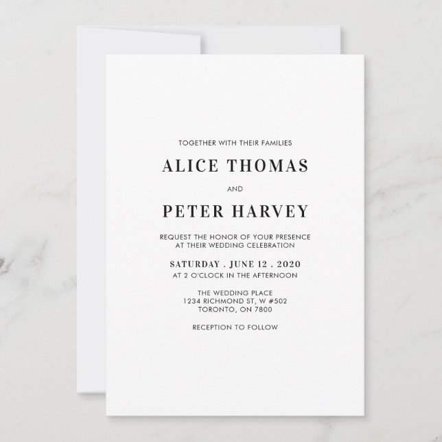 Invitación de Ceremonia de Boda con Monograma Simp (Anverso)