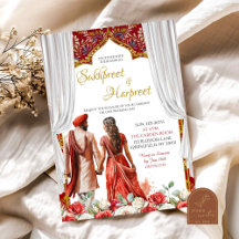 Invitación de ceremonia de boda floral India Rokka