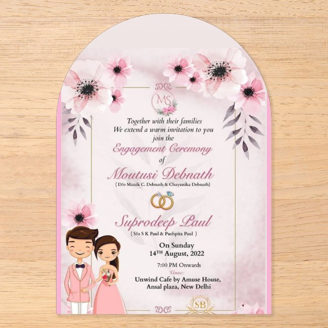 Invitación de Ceremonia de Compromiso - Moutusi &  (Anverso)
